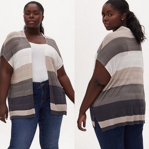Torrid Multi Stripe Pointelle Duster Vest
